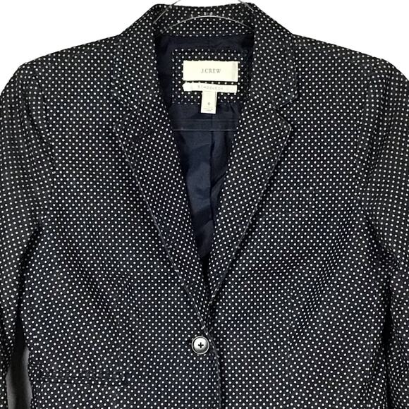 J CREW Classic Schoolboy Blazer Jacket Fitted Tailored Indigo Blue Dot Cream 0 - Picture 7 of 13